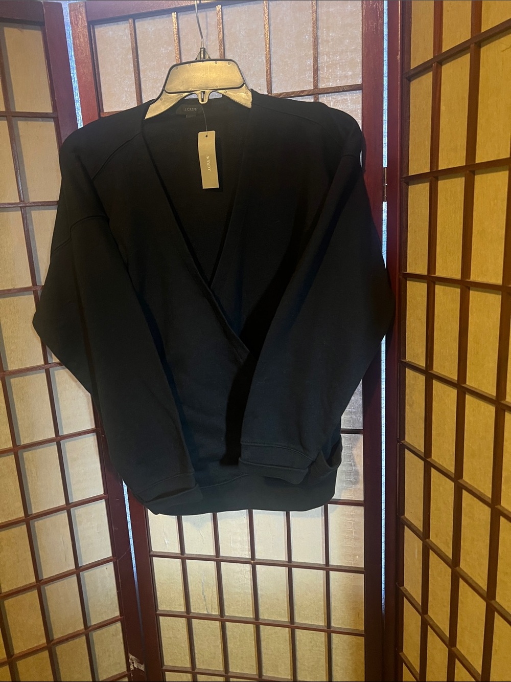 J. Crew Black V-Neck Wrap-Style Women's Sweater
